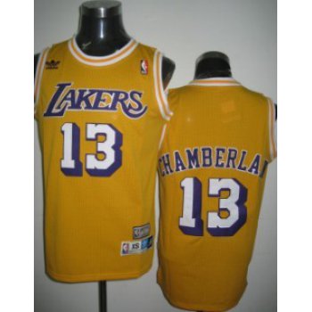 Los Angeles Lakers #13 Wilt Chamberlain Yellow Swingman Throwback Jersey