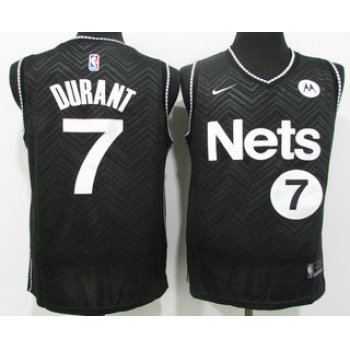 Men's Brooklyn Nets #7 Kevin Durant Black Nike Swingman 2021 Earned Edition Stitched Jersey With Sponsor Logo