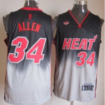 Miami Heat #34 Ray Allen Black/Gray Fadeaway Fashion Jersey