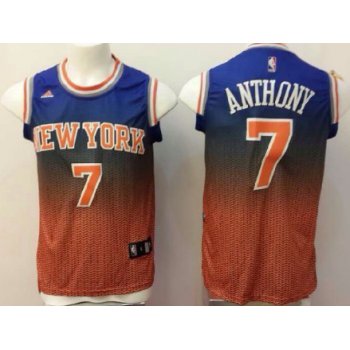 New York Knicks #7 Carmelo Anthony Blue/Orange Resonate Fashion Jersey
