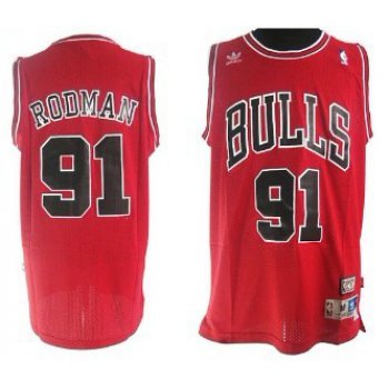 Chicago Bulls #91 Dennis Rodman Red Swingman Throwback Jersey