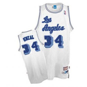Los Angeles Lakers #34 Shaquille O'neal White Swingman Throwback Jersey