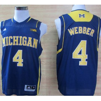 Michigan Wolverines #4 Chirs Webber Navy Blue Big 10 Patch Jersey