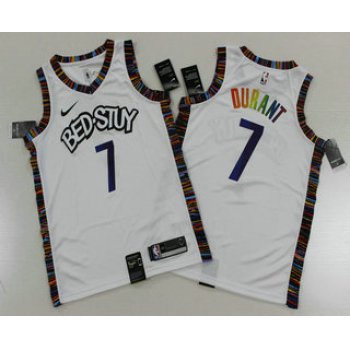 Men's Brooklyn Nets #7 Kevin Durant NEW White Fashion Name 2020 City Edition Swingman Printed NBA Jersey