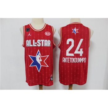 Men's Milwaukee Bucks #24 Giannis Antetokounmpo Red Jordan Brand 2020 All-Star Game Swingman Stitched NBA Jersey
