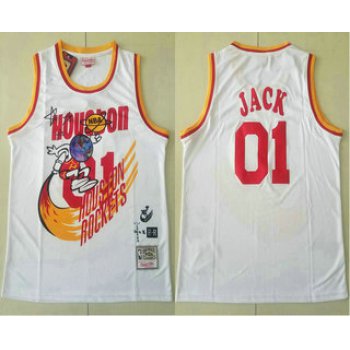 Travis Scott X Br X Mitchell Ness Houston Rockets #01 Jack White Basketball Swingman Stitched Throwback Jersey
