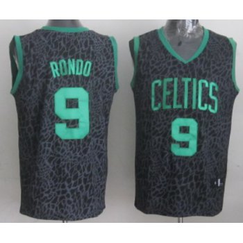 Boston Celtics #9 Rajon Rondo Black Leopard Print Fashion Jersey