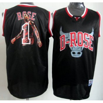 Chicago Bulls #1 Derrick Rose Black Notorious Fashion Jersey