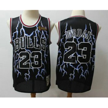 Men's Chicago Bulls #23 Michael Jordan Black Hardwood Classics Throwback Limited Jersey