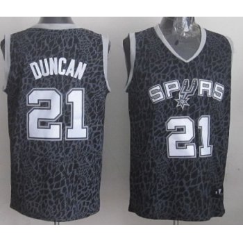 San Antonio Spurs #21 Tim Duncan Black Leopard Print Fashion Jersey