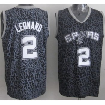 San Antonio Spurs #2 Kawhi Leonard Black Leopard Print Fashion Jersey