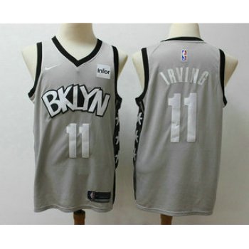 Men's Brooklyn Nets #11 Kyrie Irving Gray 2019 NEW Nike Swingman Stitched NBA Jersey With The Sponsor Logo