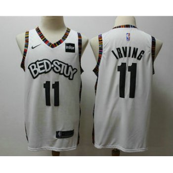 Men's Brooklyn Nets #11 Kyrie Irving NEW White 2020 City Edition NBA Swingman Jersey With The Sponsor Logo