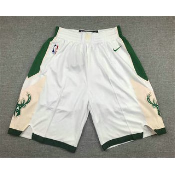 Men's Milwaukee Bucks White Stitched NBA Nike Swingman Shorts