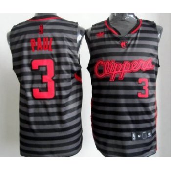 Los Angeles Clippers #3 Chris Paul Gray With Black Pinstripe Jersey