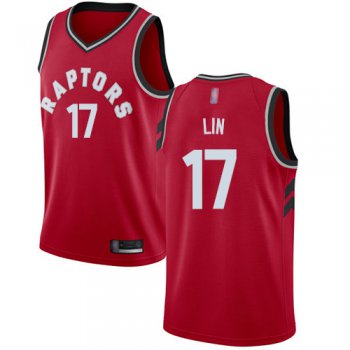 Men's #17 Jeremy Lin Red Swingman Jersey - Toronto Raptors #17 Icon Edition Basketball