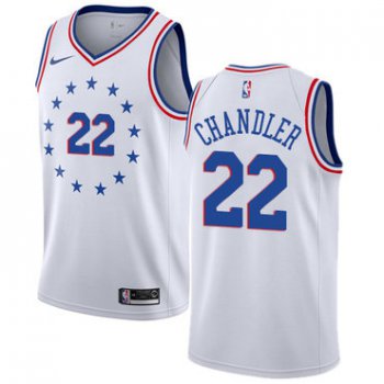 Men's Philadelphia 76ers #22 Wilson Chandler Swingman White Basketball Earned Edition Jersey