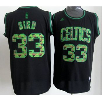 Boston Celtics #33 Larry Bird Black Camo Fashion Jersey