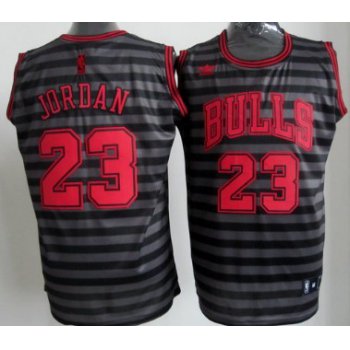 Chicago Bulls #23 Michael Jordan Gray With Black Pinstripe Jersey
