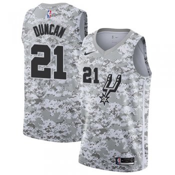 Men's Nike San Antonio Spurs #21 Tim Duncan White Camo Basketball Swingman Earned Edition Jersey