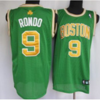 Boston Celtics #9 Rajon Rondo Green Wiht Gold Swingman Jersey