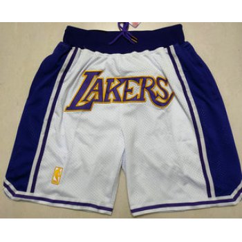 Men's Los Angeles Lakers White Gold NBA Just Don Swingman Throwback Shorts