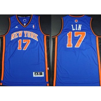 New York Knicks #17 Jeremy Lin Revolution 30 Blue Swingman Jersey