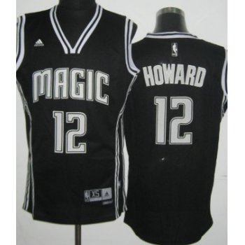 Orlando Magic #12 Dwight Howard Revolution 30 Swingman Black With White Jersey