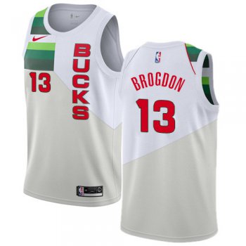 Nike Bucks #13 Malcolm Brogdon White NBA Swingman Earned Edition Jersey