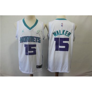 Nike Hornets 15 Kemba Walker White NBA Jordan Swingman Jersey