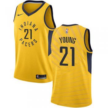 Nike Pacers #21 Thaddeus Young Gold NBA Swingman Statement Edition Jersey
