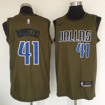 Dallas Mavericks #41 Dirk Nowitzki Olive Nike Swingman Jersey