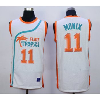 Flint Tropics 11 Ed Monix White Semi Pro Movie Stitched Basketball Jersey