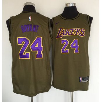 Los Angeles Lakers #24 Kobe Bryant Olive Nike Swingman Jersey