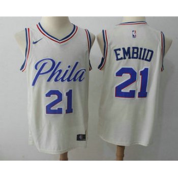 Men's Philadelphia 76ers #21 Joel Embiid Cream Nike City Edition Swingman Jersey