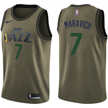 Nike Jazz #7 Pete Maravich Green Salute to Service NBA Swingman Jersey