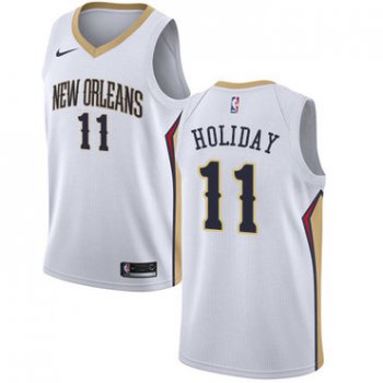 Nike New Orleans Pelicans #11 Jrue Holiday White NBA Swingman Association Edition Jersey