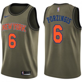 Nike New York Knicks #6 Kristaps Porzingis Green Salute to Service NBA Swingman Jersey