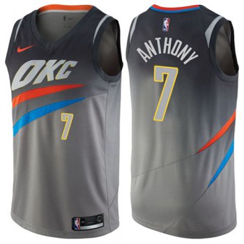 Nike Oklahoma City Thunder #7 Carmelo Anthony Gray NBA Swingman City Edition Jersey