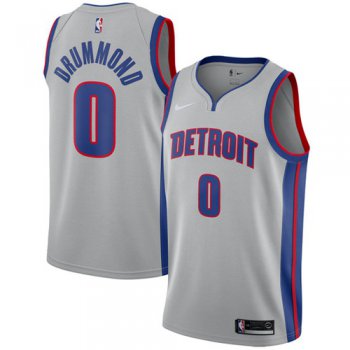 Nike Pistons #0 Andre Drummond Silver NBA Swingman Statement Edition Jersey