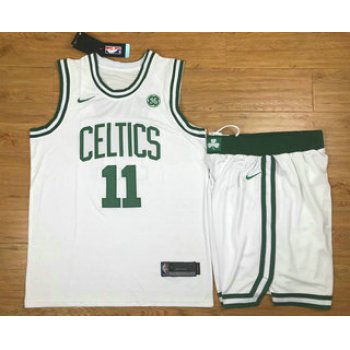 Men's Boston Celtics #11 Kyrie Irving White 2017-2018 Nike Swingman Stitched NBA Jersey With Shorts