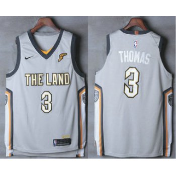 Men's Cleveland Cavaliers #3 Isaiah Thomas Gray The Land 2017-2018 Nike Authentic Stitched NBA Jersey
