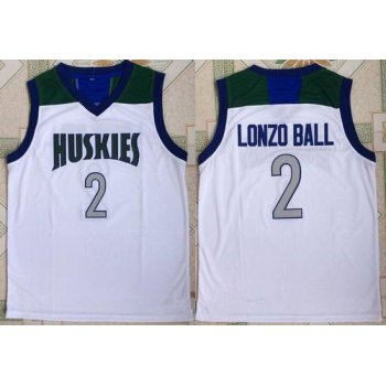 Men's Huskies High School #2 Lonzo Ball White Retro Swingman Stitched Basketball Jersey