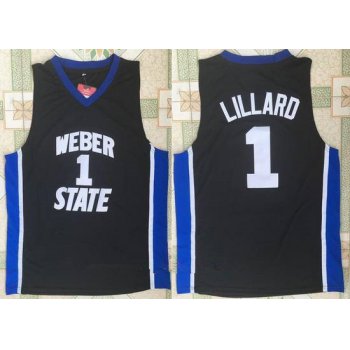 Men's Weber State University #1 Damian Lillard Black College Basketball Retro Swingman Stitched NCAA Jersey