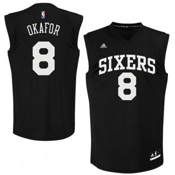 Philadelphia 76ers #8 Jahlil Okafor Black Fashion Replica Jersey