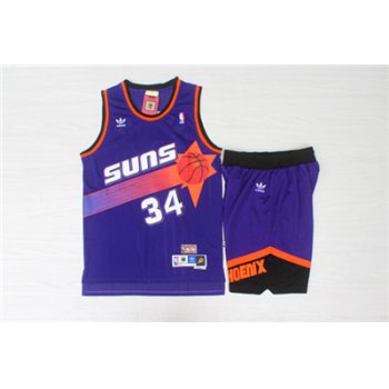 Phoenix Suns 34 Charles Barkley Purple Hardwood Classics Jersey(With Shorts)