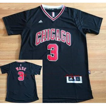 Men's Chicago Bulls #3 Dwyane Wade New Black Short-Sleeved Stitched NBA Adidas Swingman Jersey