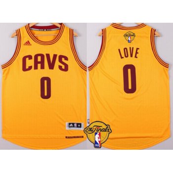 Men's Cleveland Cavaliers #0 Kevin Love 2017 The NBA Finals Patch Yellow Jersey