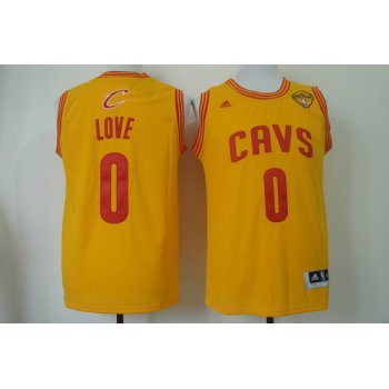Men's Cleveland Cavaliers #0 Kevin Love 2017 The NBA Finals Patch Yellow Swingman Jersey
