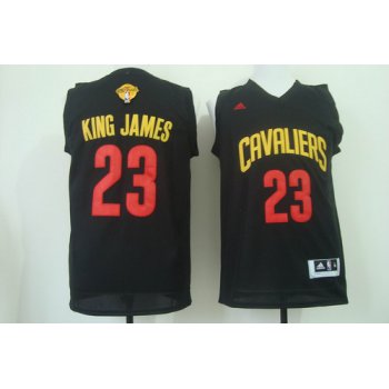 Men's Cleveland Cavaliers #23 King James Nickname 2017 The NBA Finals Patch Black Fashion Jersey